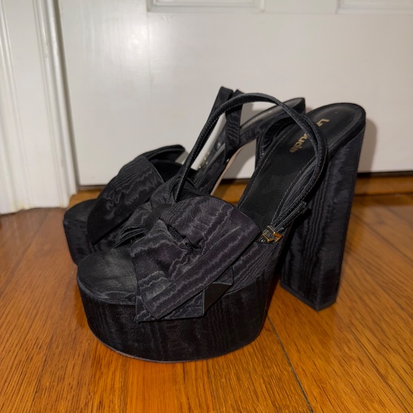 Larroudé “Elle” Black Platform Bow Heels - Picture 6 of 14